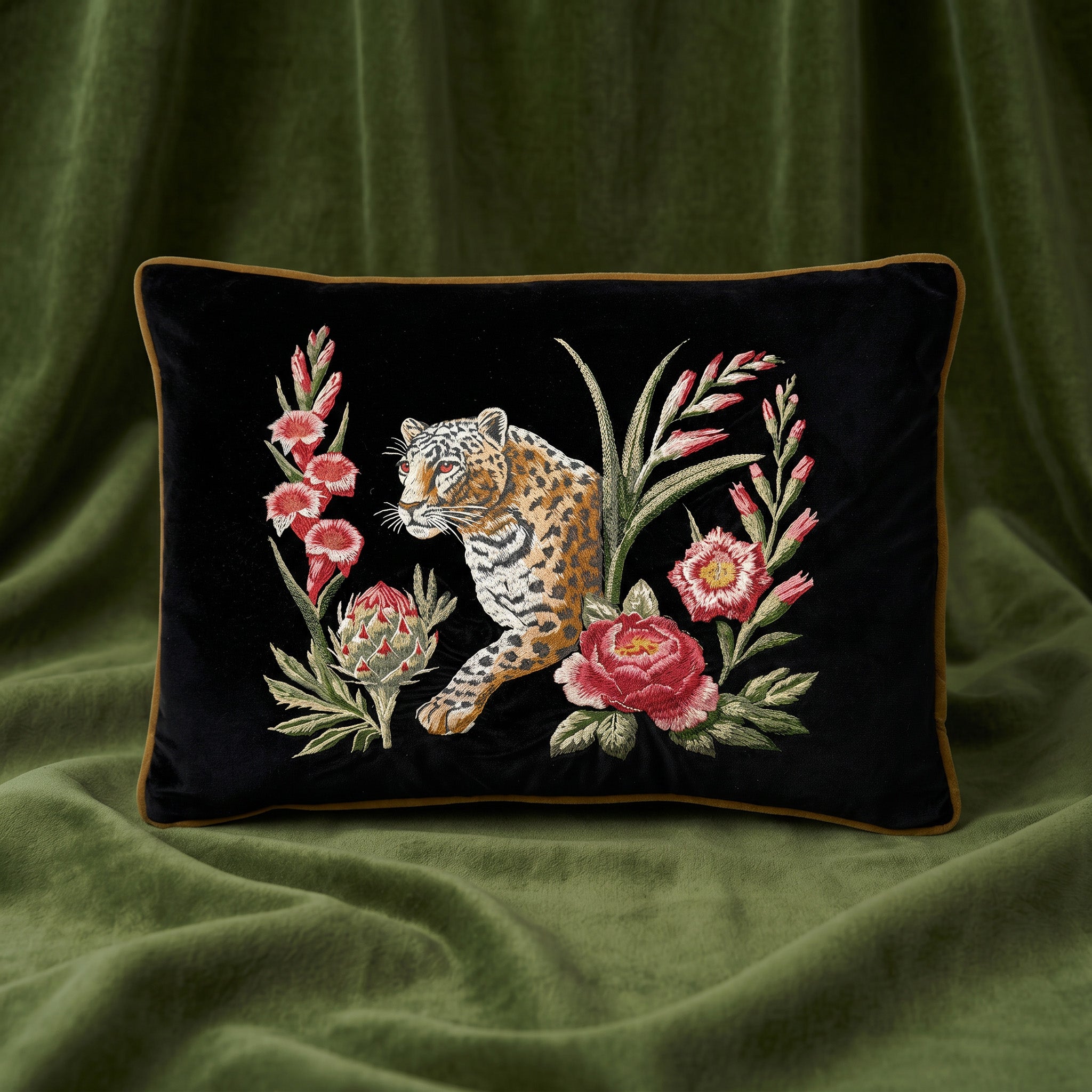 Strength Embroidered Velvet Pillow