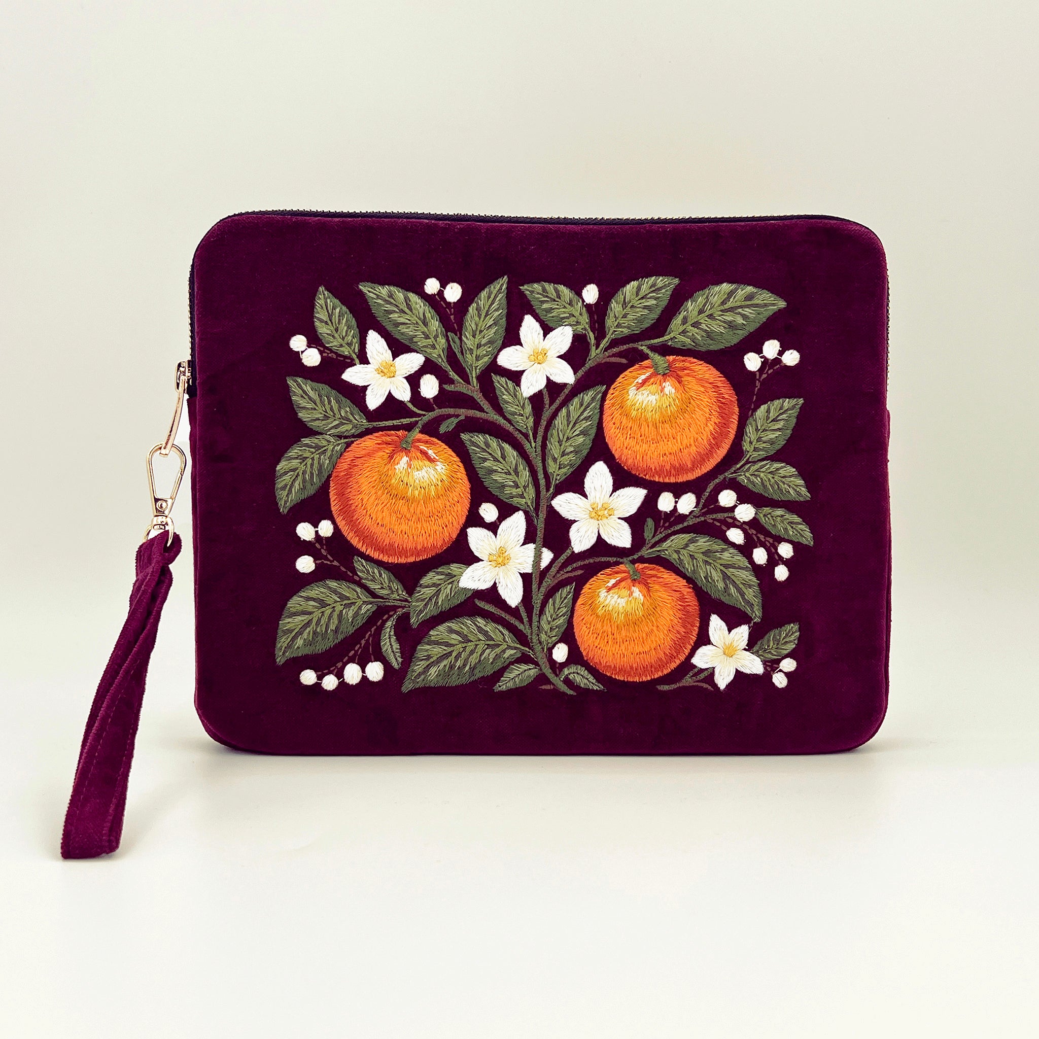 Vitality Embroidered Velvet Everything Pouch