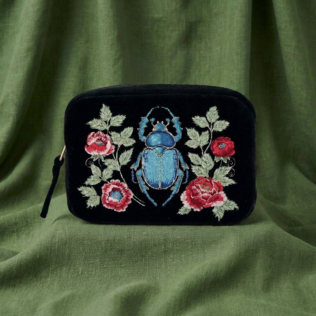 Sanctuary Embroidered Velvet Makeup Bag
