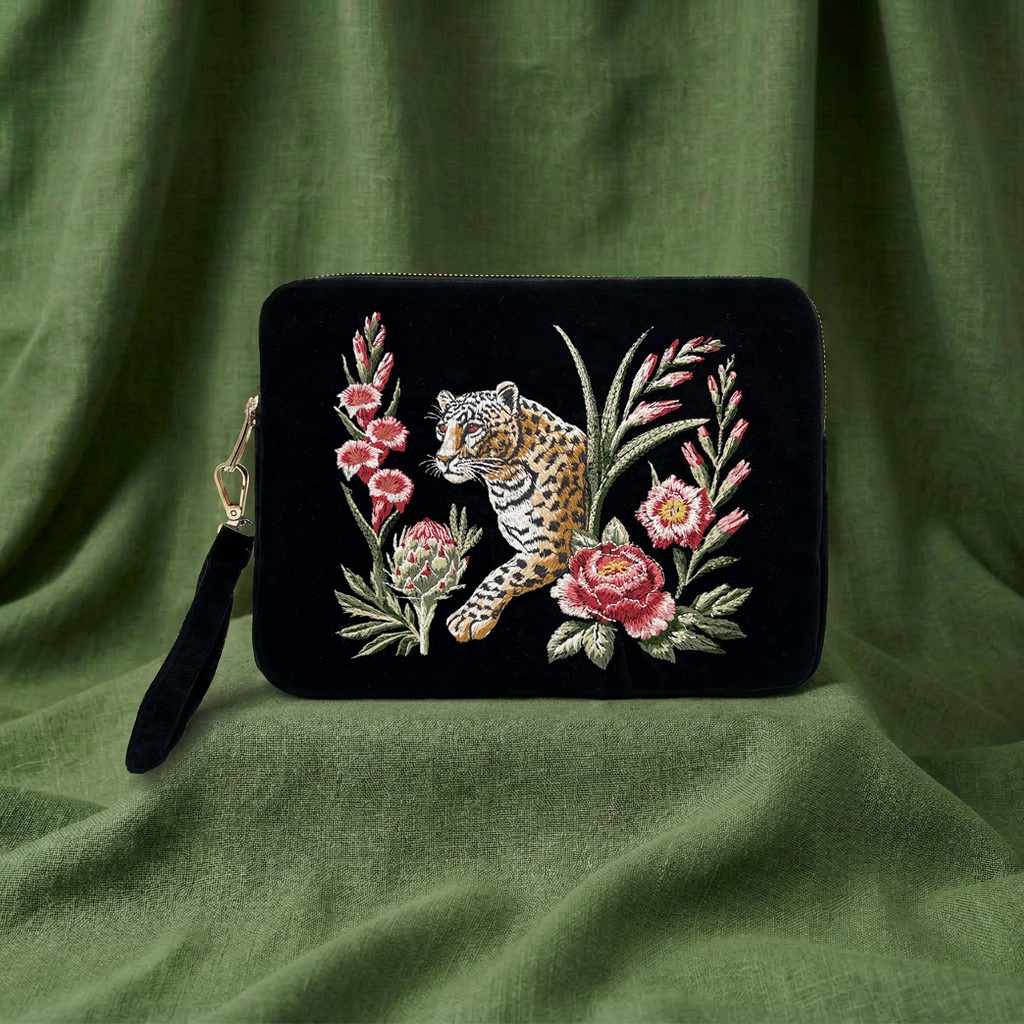 Strength Embroidered Velvet Everything Pouch