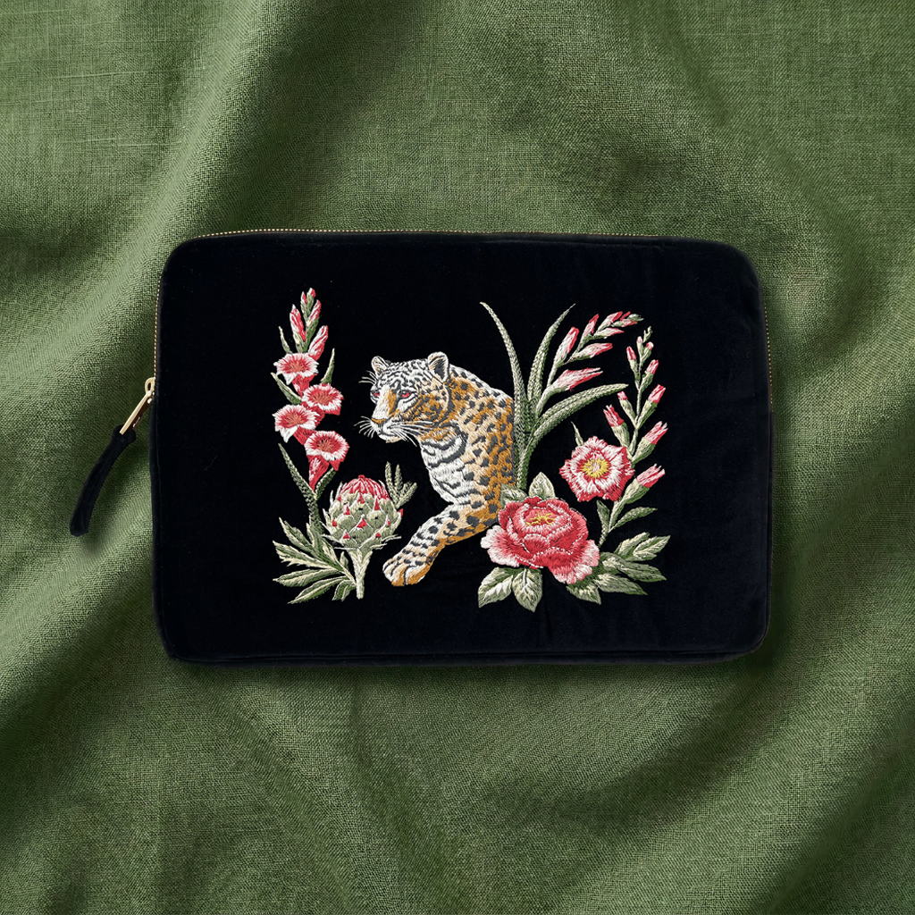 Strength Embroidered Velvet Laptop Sleeve