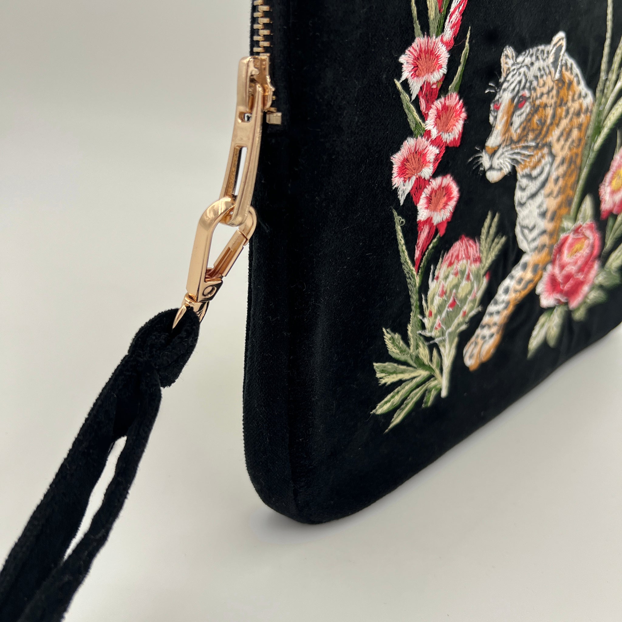 Strength Embroidered Velvet Everything Pouch