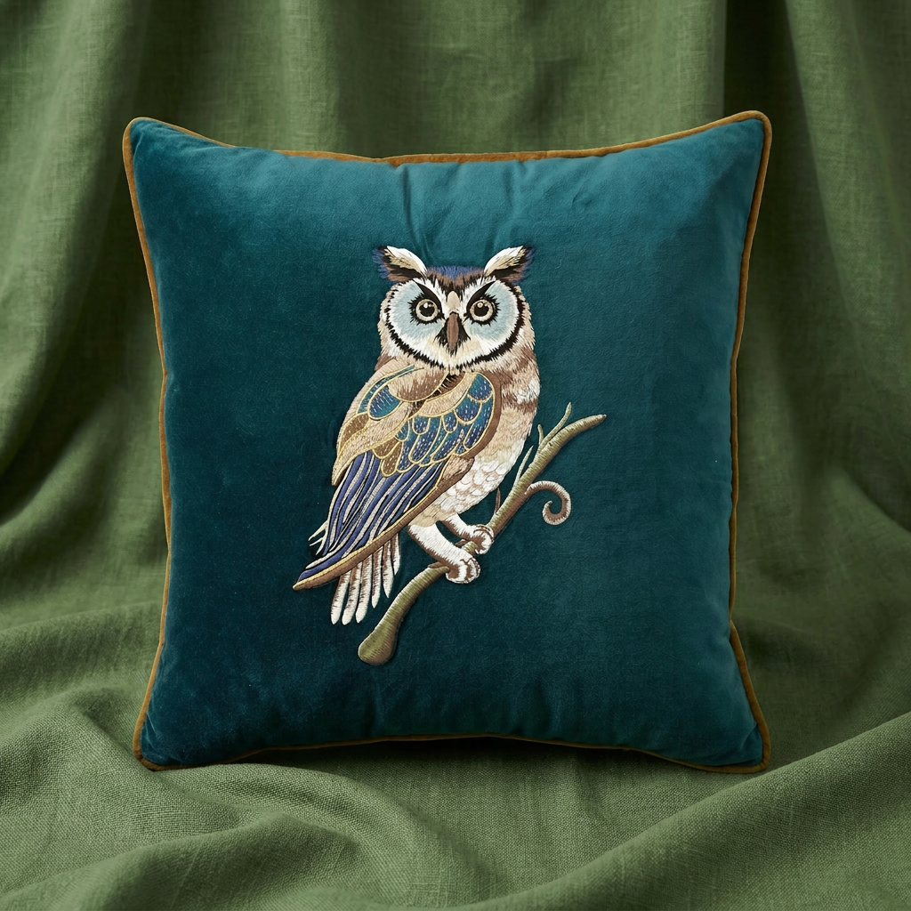 Wisdom Embroidered Velvet Pillow