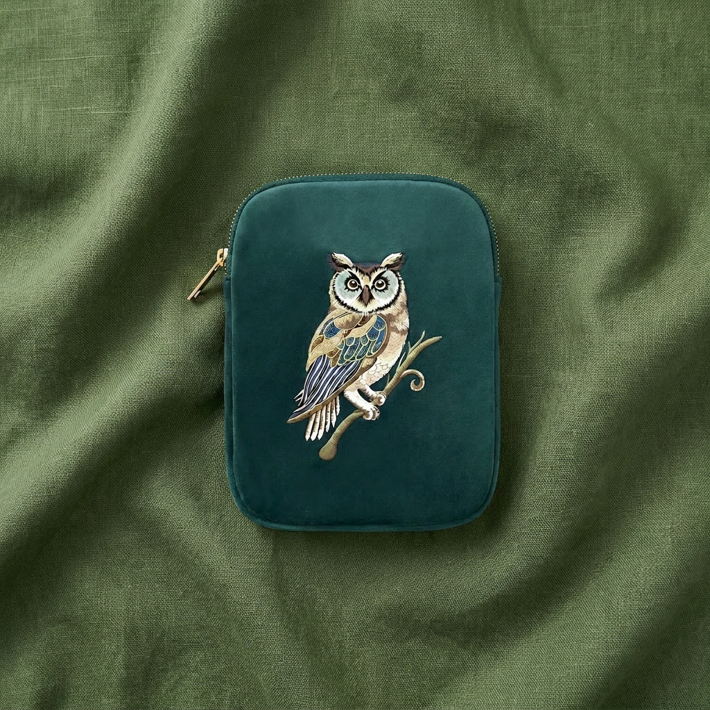 Wisdom Embroidered Velvet Ritual Pouch