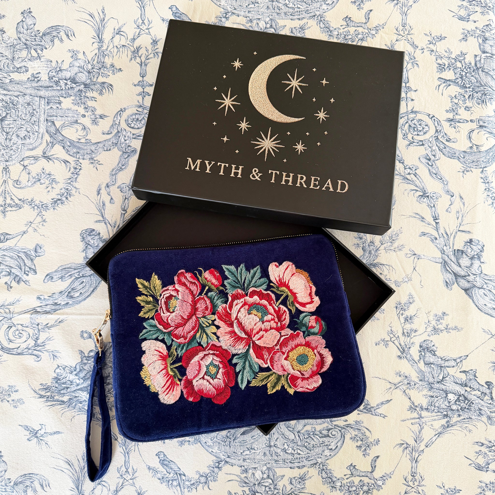 Prosperity Embroidered Velvet Everything Pouch