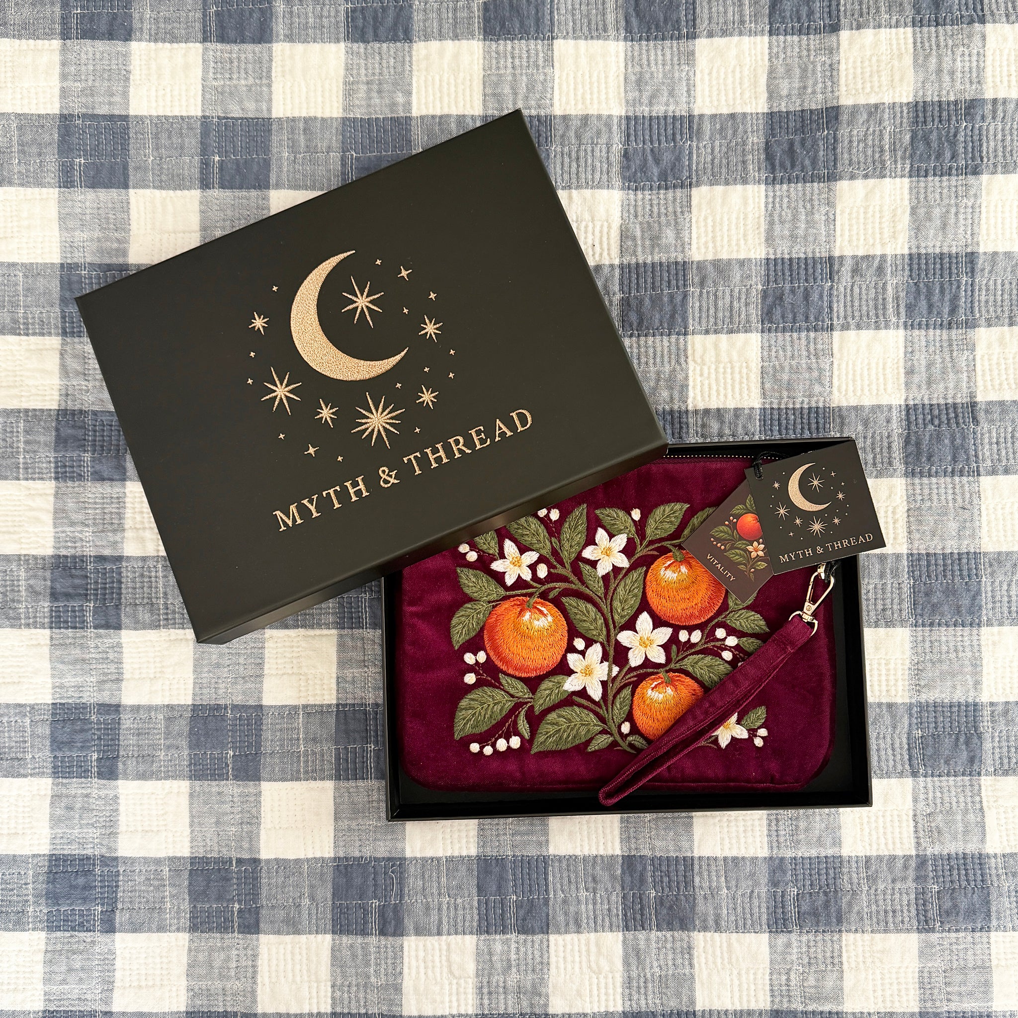 Vitality Embroidered Velvet Everything Pouch