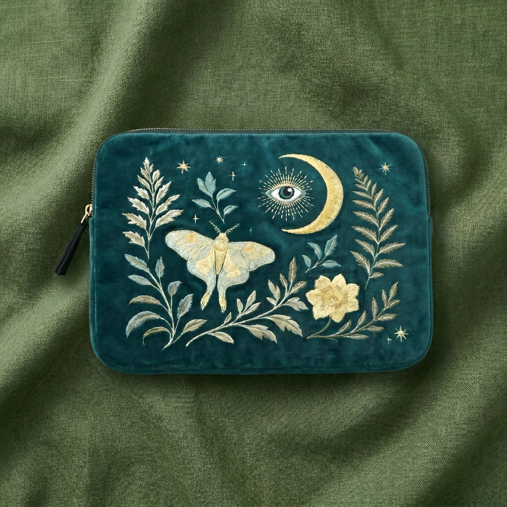 Intuition Embroidered Velvet Laptop Sleeve