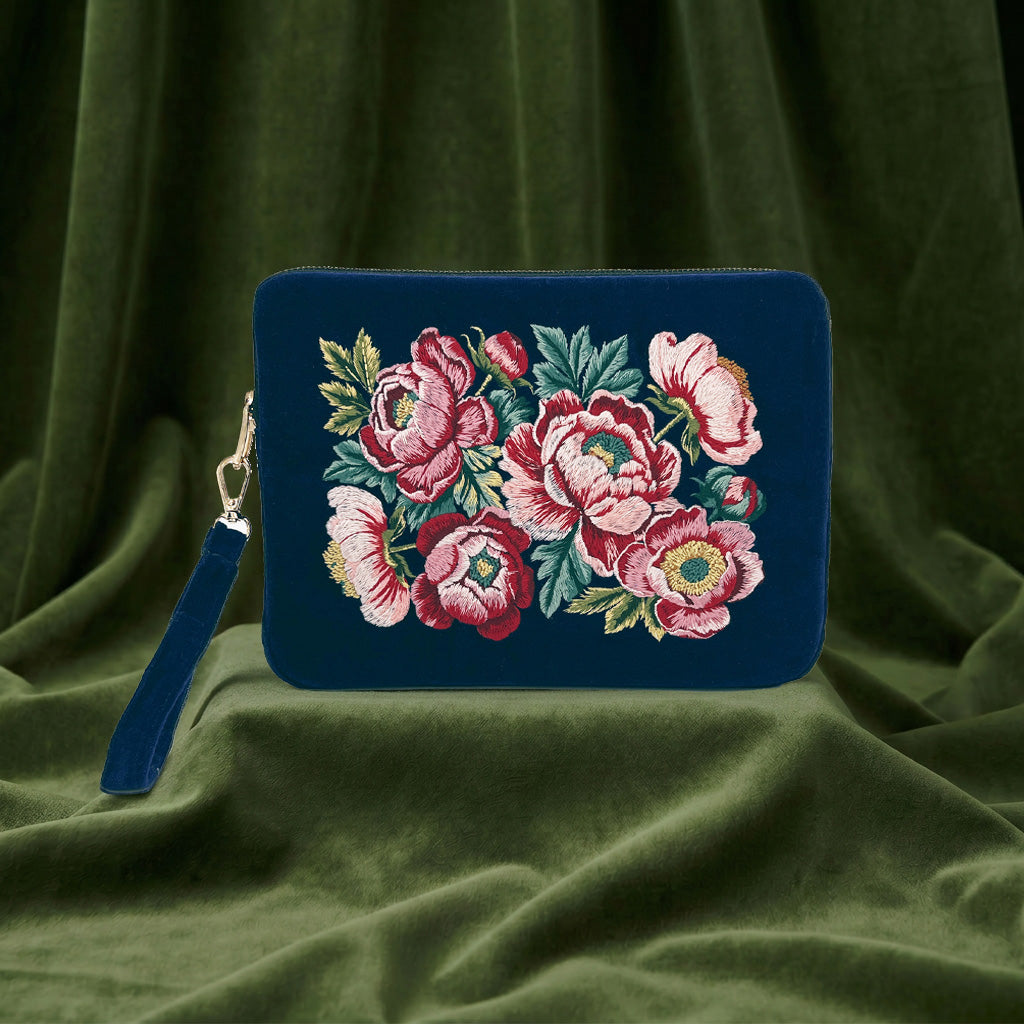 Prosperity Embroidered Velvet Everything Pouch