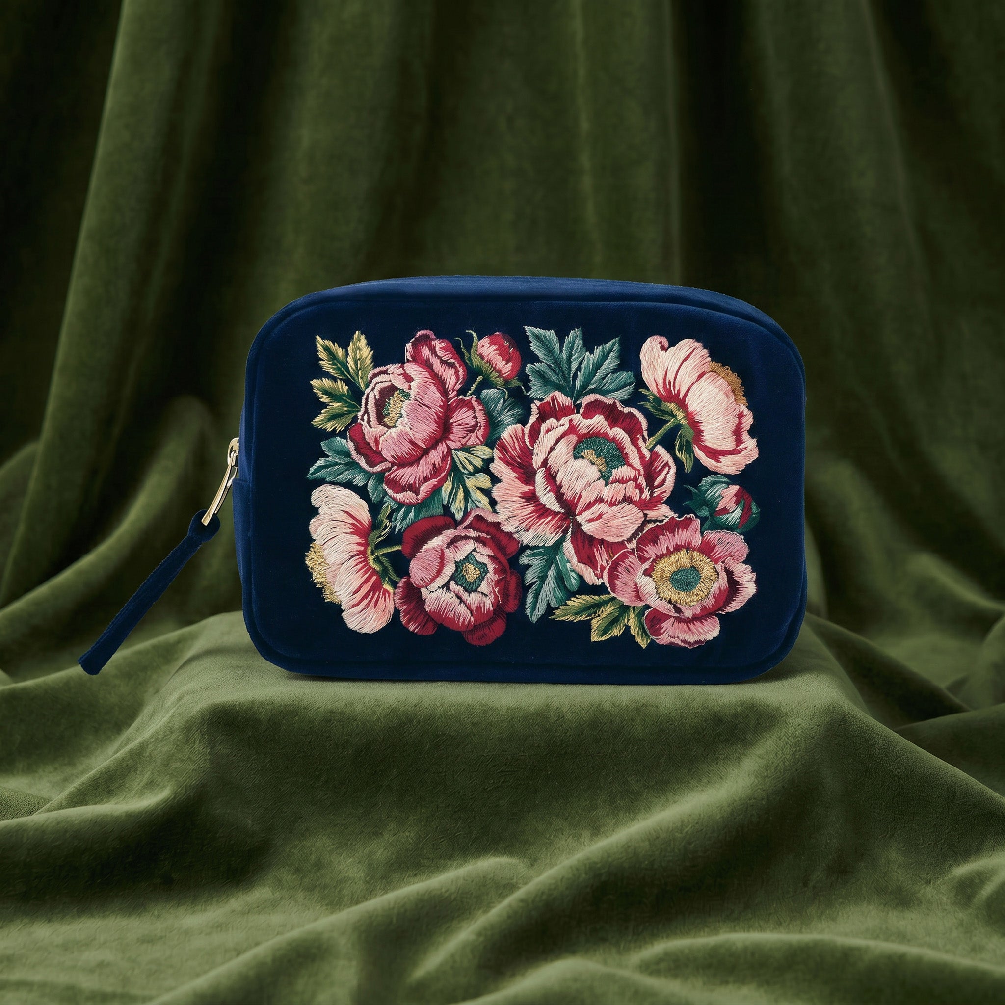 Prosperity Embroidered Velvet Makeup Bag