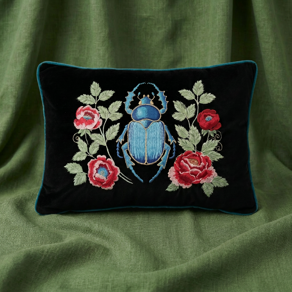 The Sanctuary Embroidered Velvet Pillow