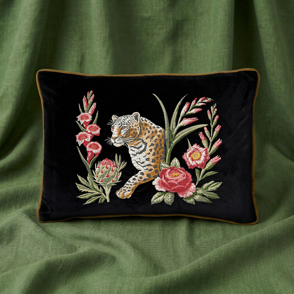 Strength Embroidered Velvet Pillow