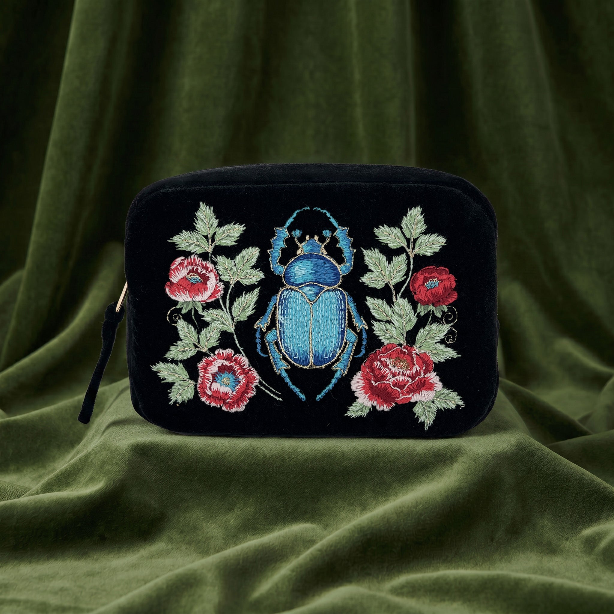 Sanctuary Embroidered Velvet Makeup Bag