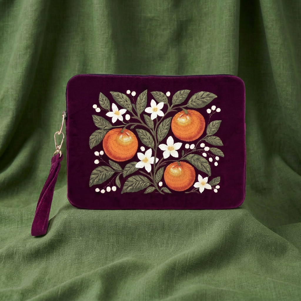 Vitality Embroidered Velvet Everything Pouch