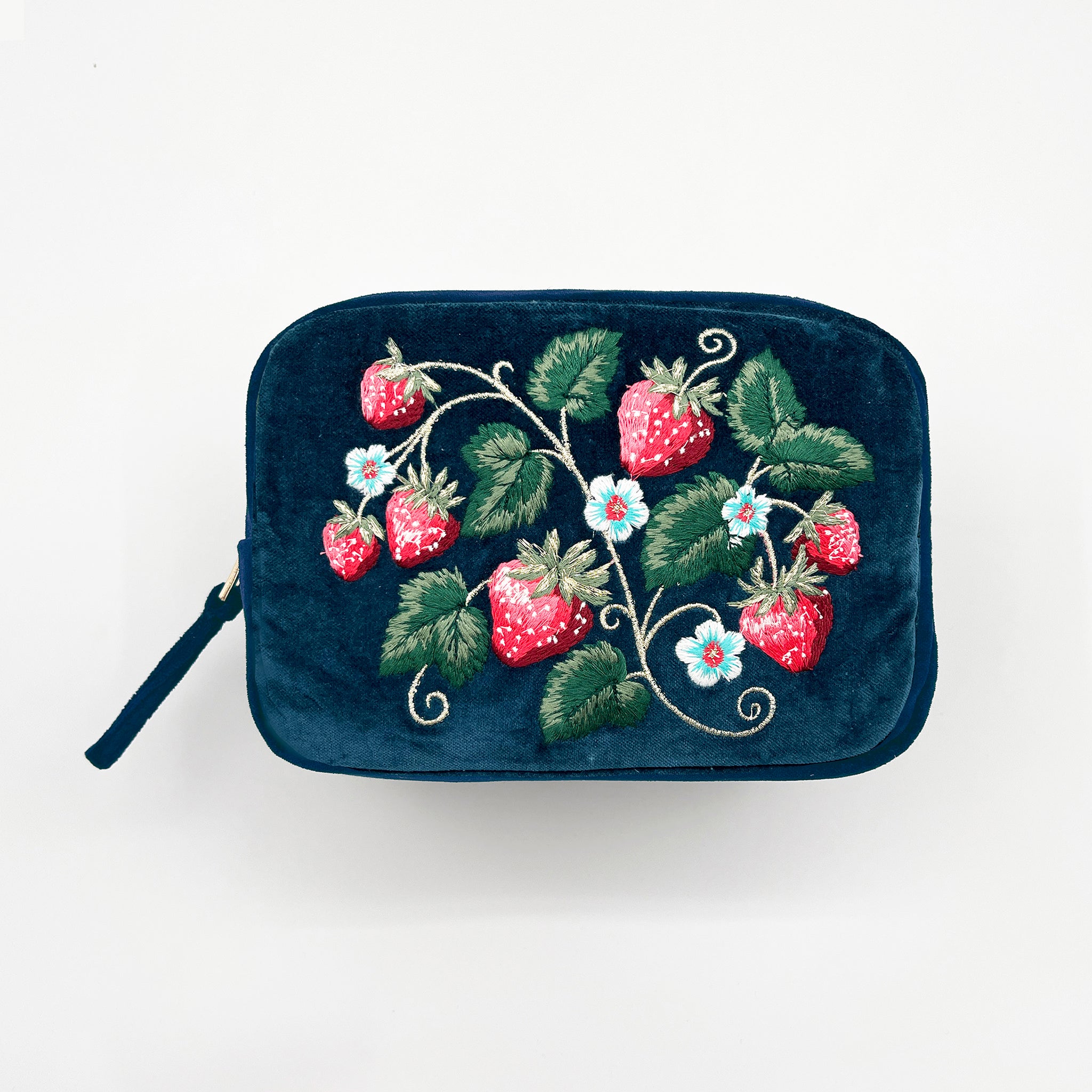 Abundance Embroidered Velvet Makeup Bag