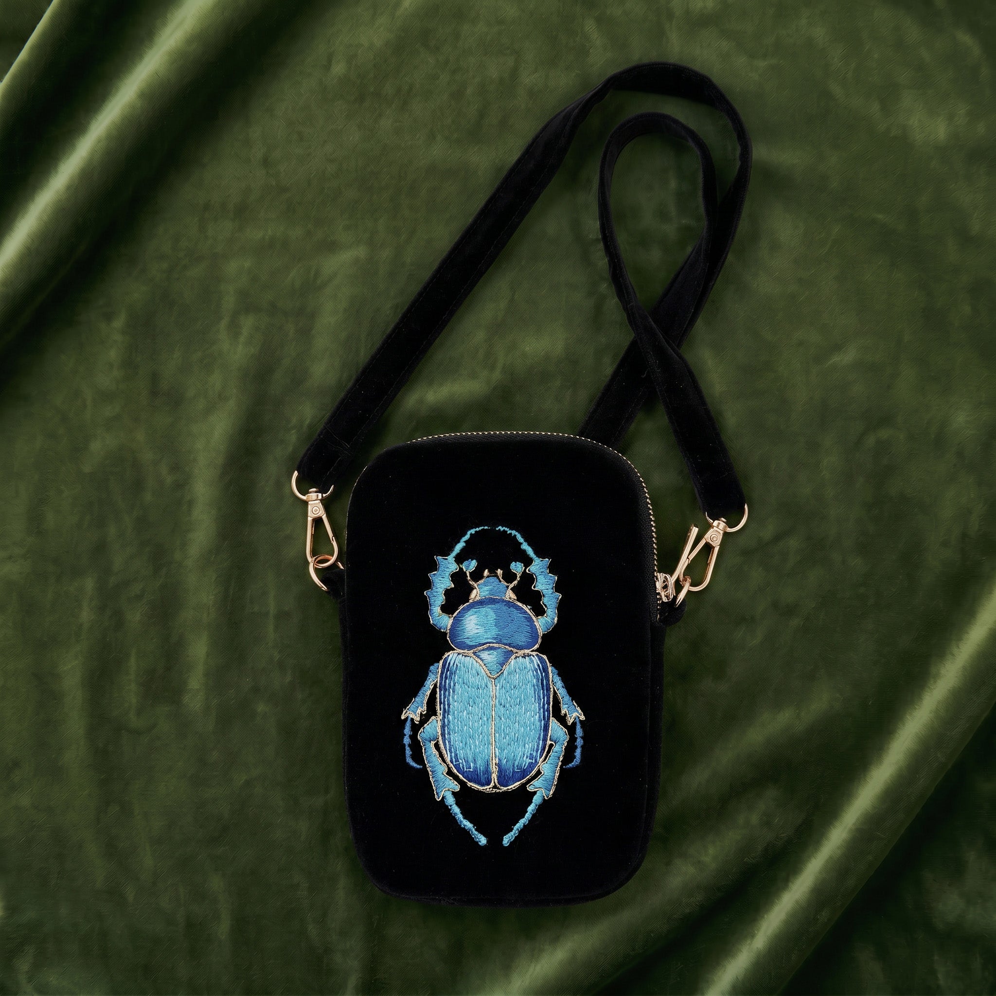 The Guardian Embroidered Velvet Cell & Sunnies Pouch
