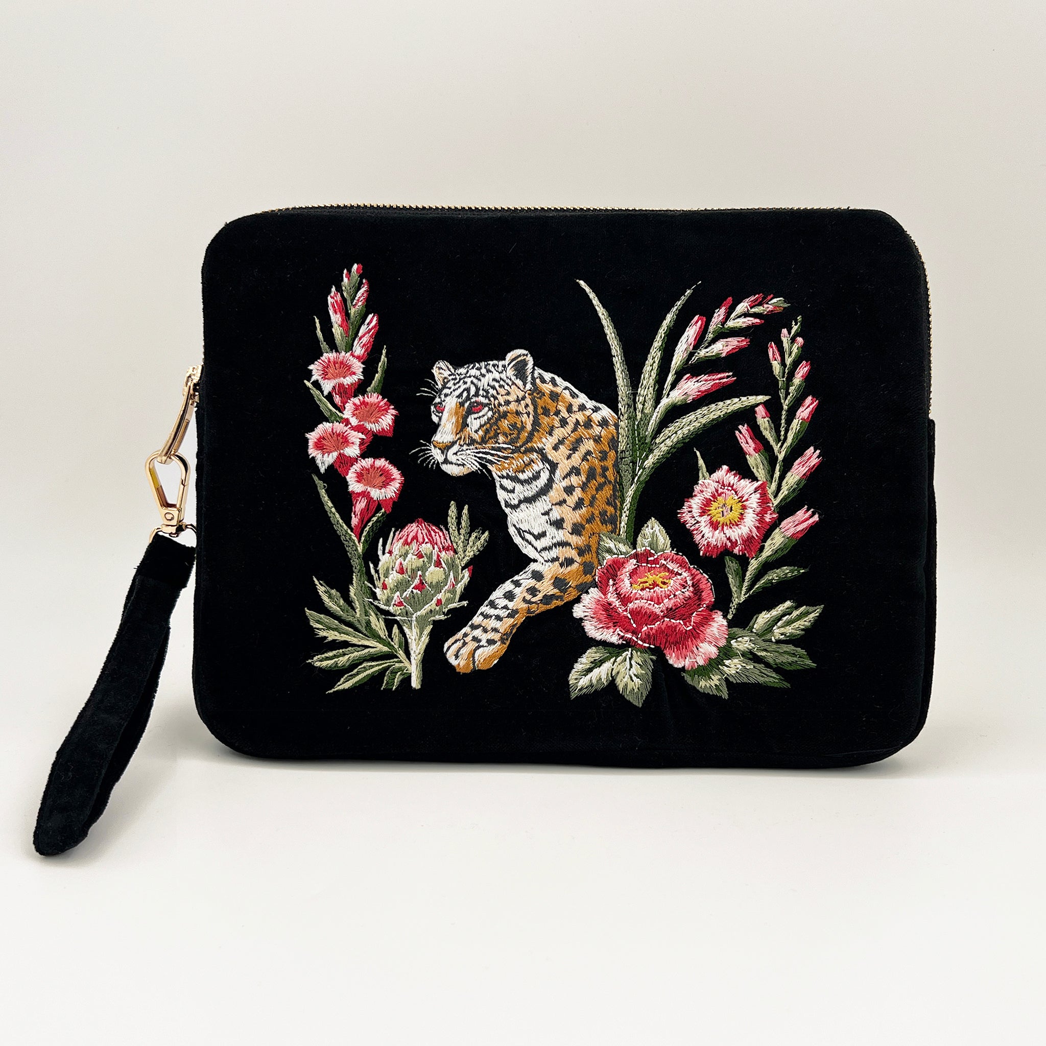 Strength Embroidered Velvet Everything Pouch
