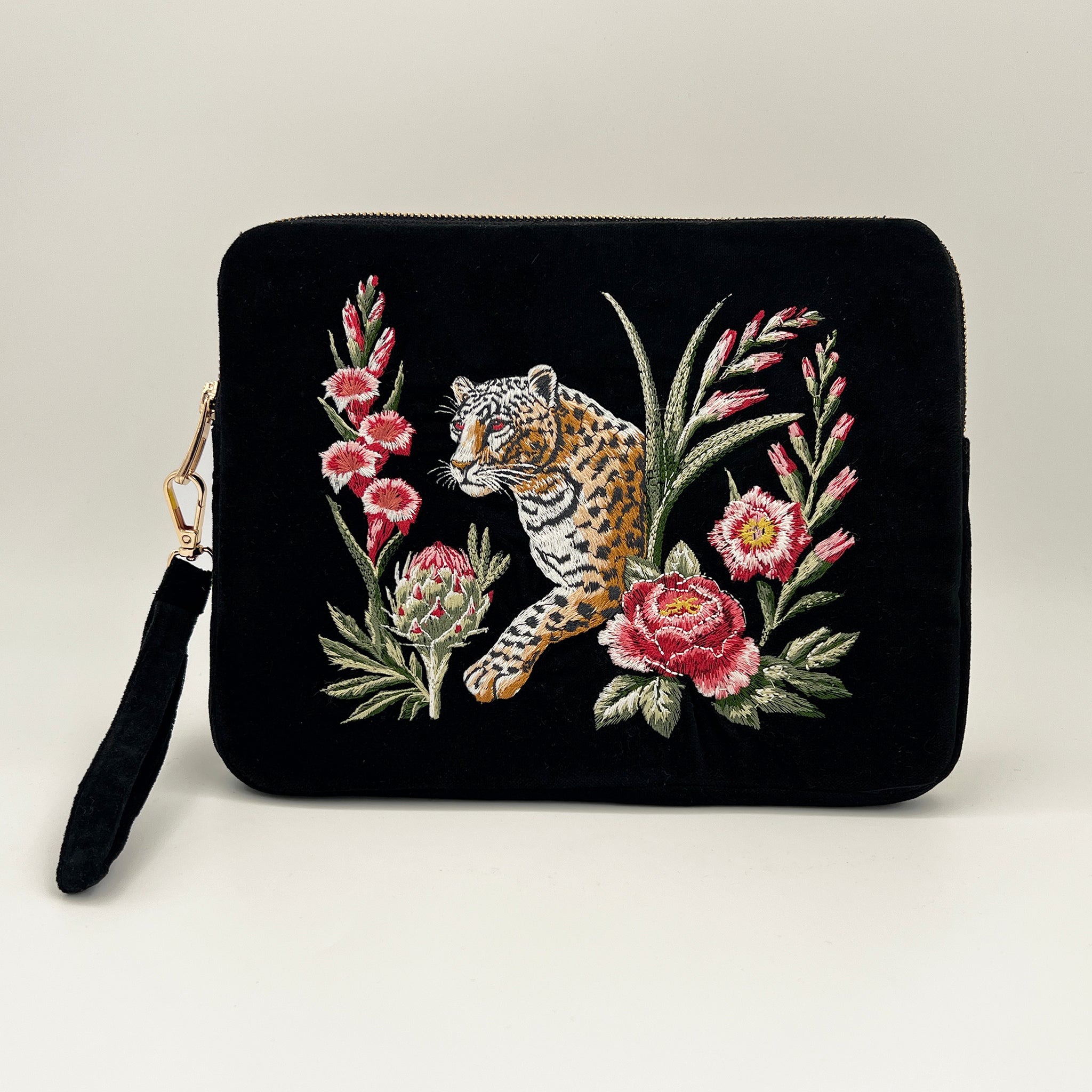 Strength Embroidered Velvet Everything Pouch