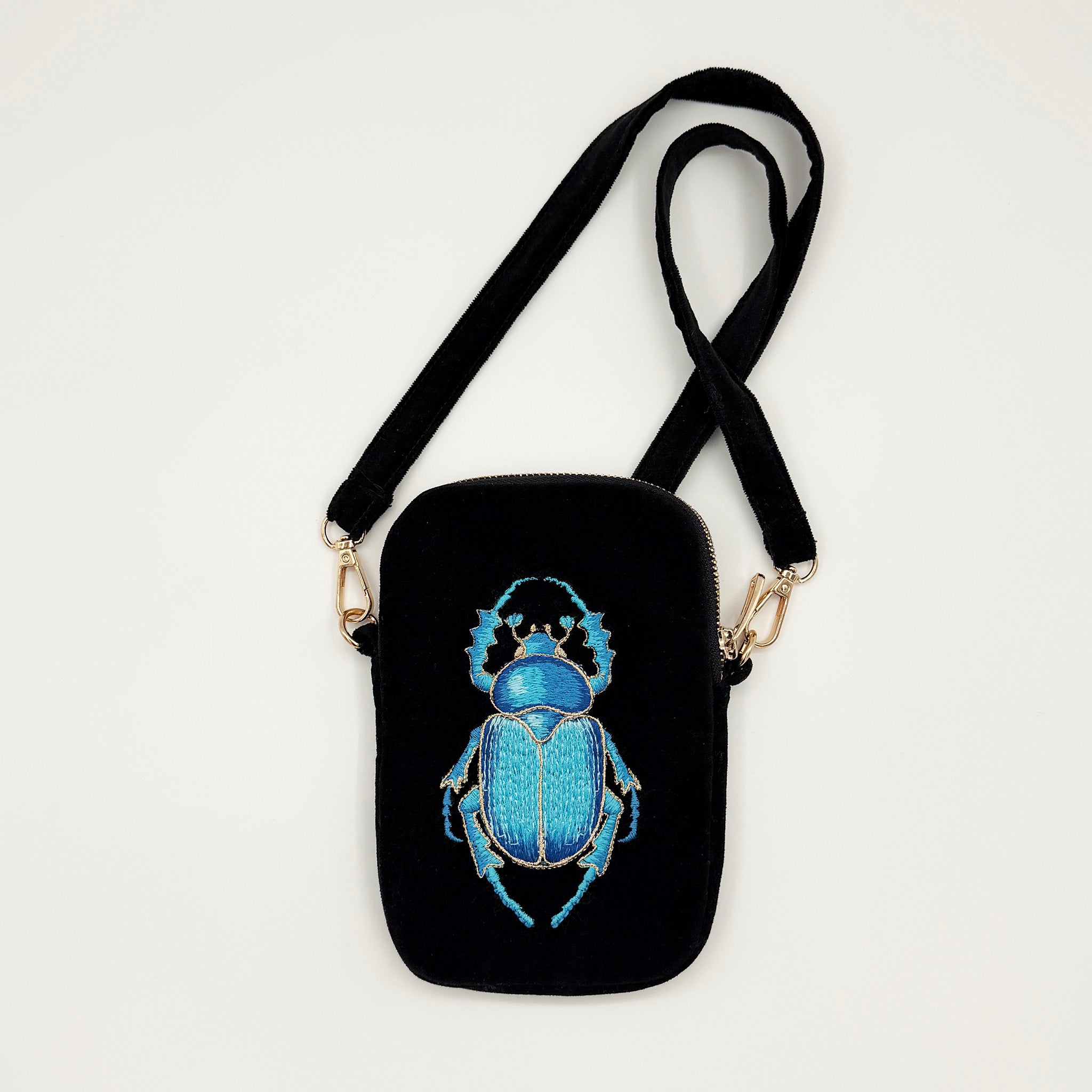 The Guardian Embroidered Velvet Cell & Sunnies Pouch