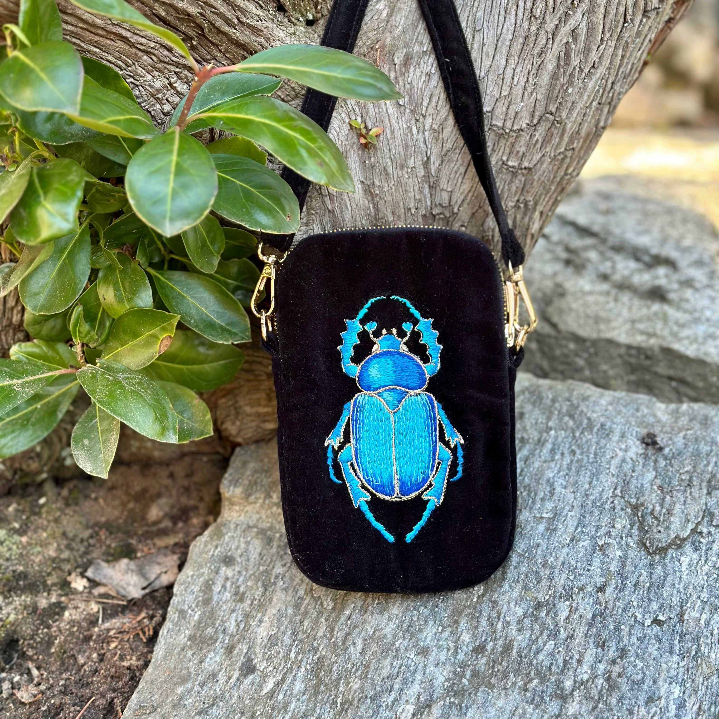 The Guardian Embroidered Velvet Cell & Sunnies Pouch