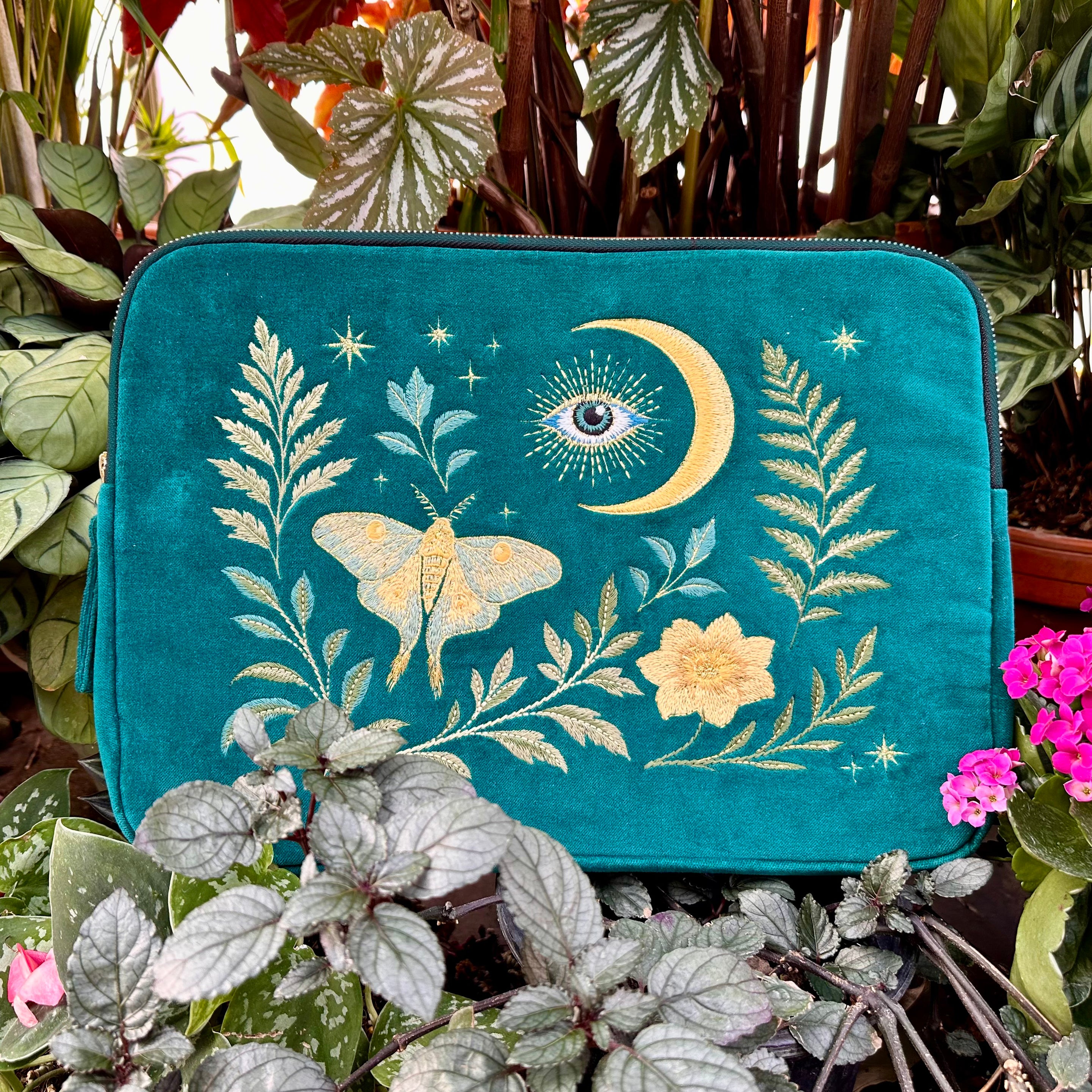 Intuition Embroidered Velvet Laptop Sleeve
