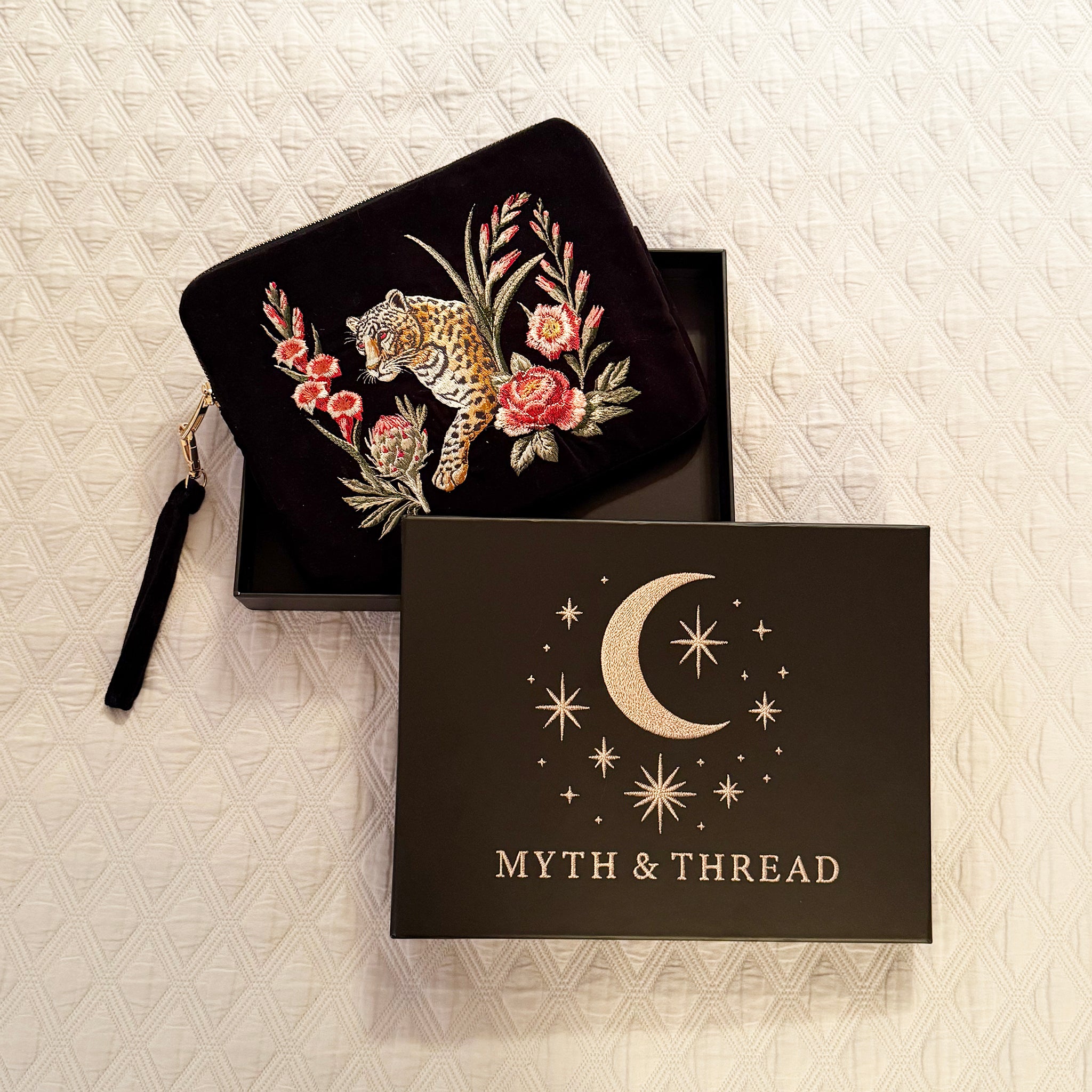 Strength Embroidered Velvet Everything Pouch