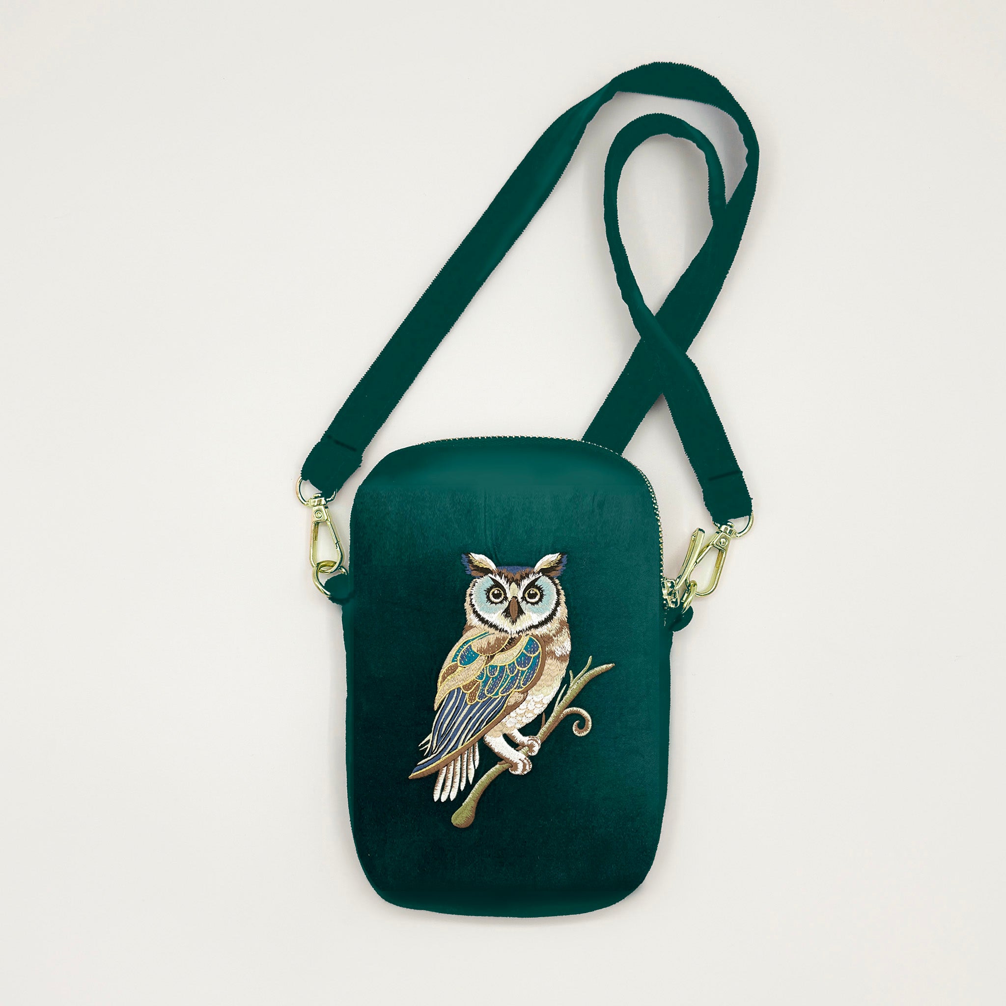 Wisdom Embroidered Velvet Cell & Sunnies Pouch